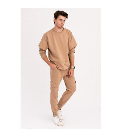 B205 Bluza z warstwowymi rękawami UNISEX - orzechowa