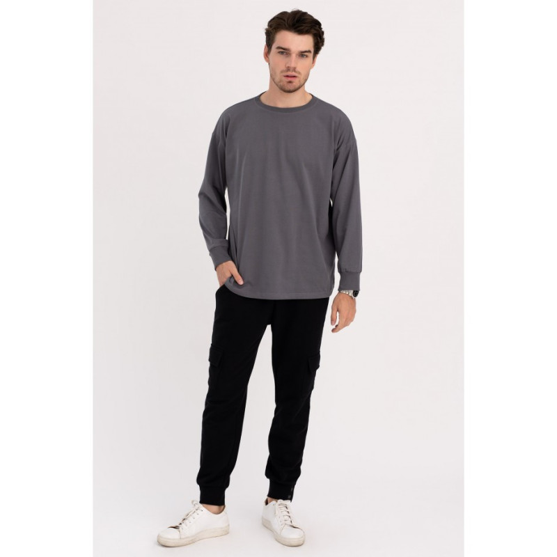 B212 Longsleeve UNISEX z nadrukiem- antracytowy