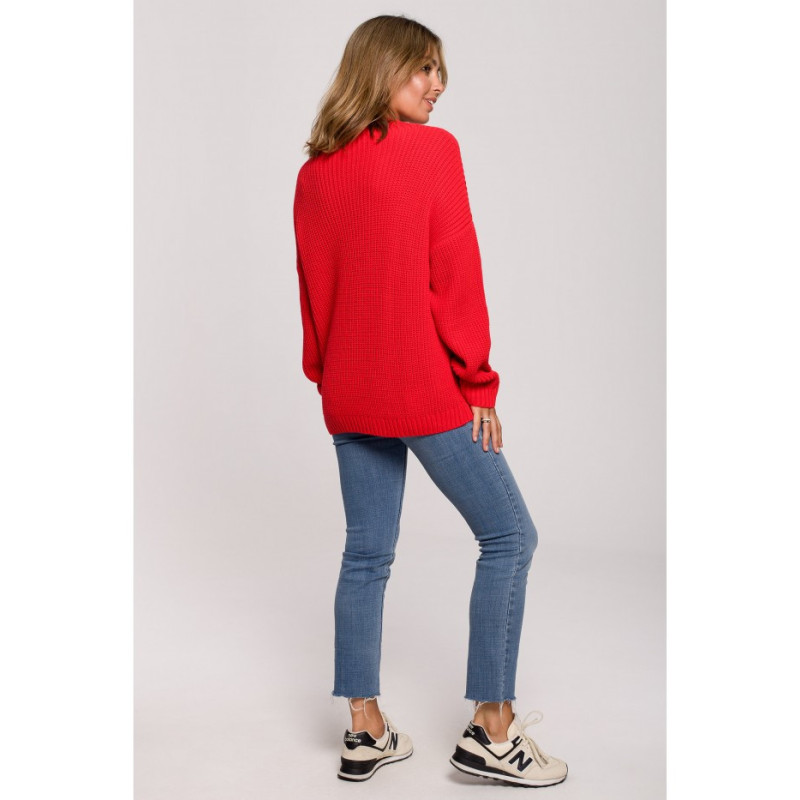 BK078 Sweter z półgolfem - czerwony