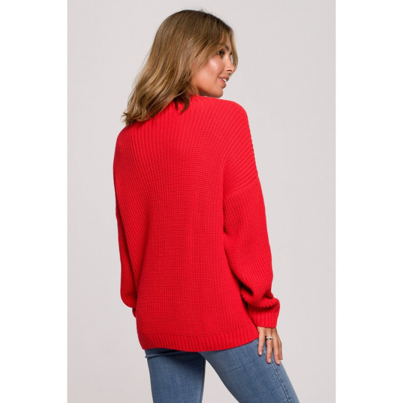 BK078 Sweter z półgolfem - czerwony