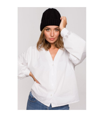 BK079 Czapka splot łańcuszek - czarna