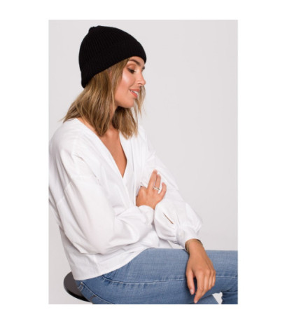 BK079 Czapka splot łańcuszek - czarna