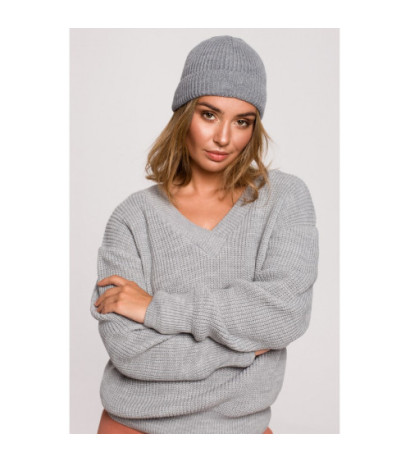 BK079 Czapka splot łańcuszek - szara