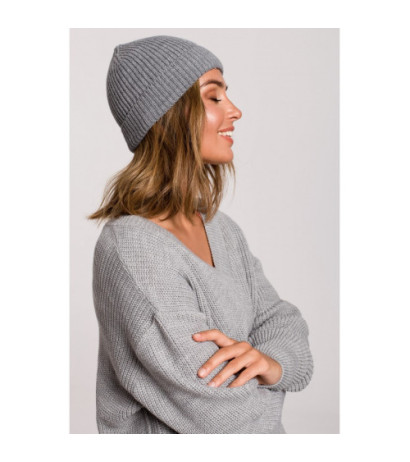 BK079 Czapka splot łańcuszek - szara