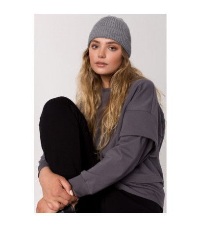 BK079 Czapka splot łańcuszek - szara