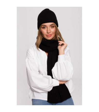 BK081 Szal splot łańcuszek - czarny