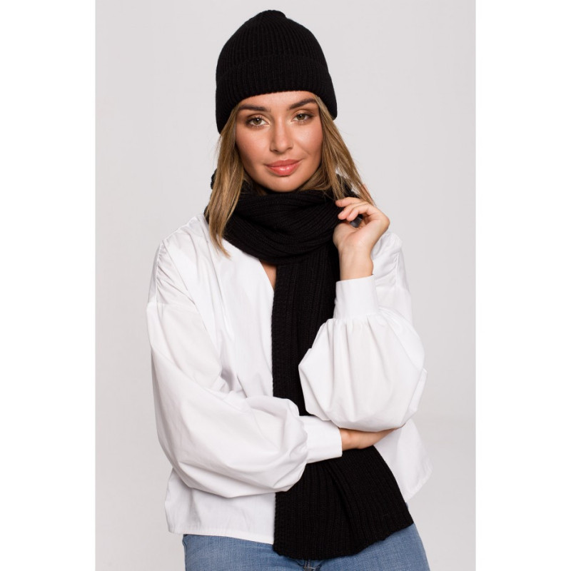 BK081 Szal splot łańcuszek - czarny