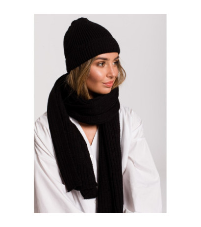 BK081 Szal splot łańcuszek - czarny