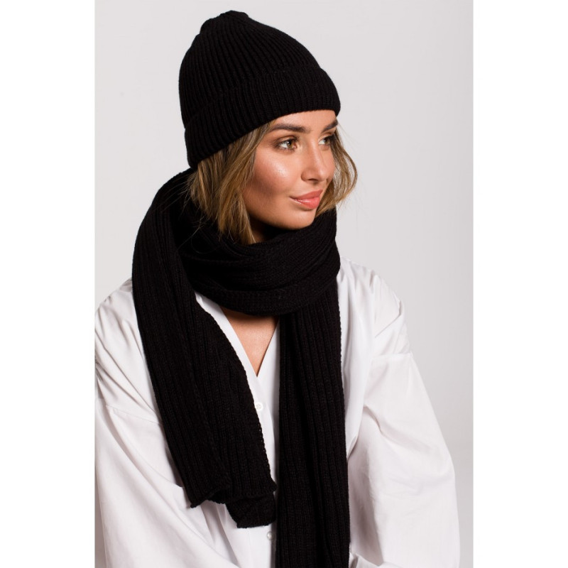 BK081 Szal splot łańcuszek - czarny