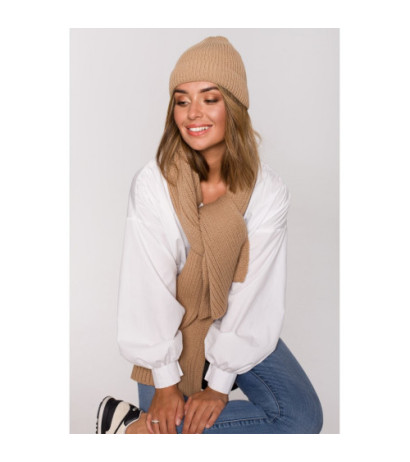 BK081 Szal splot łańcuszek - kamelowy