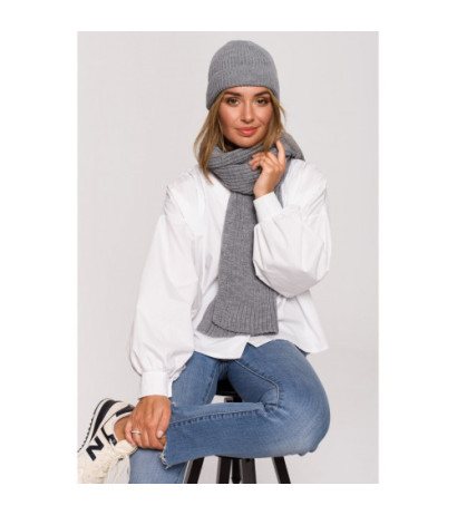 BK081 Szal splot łańcuszek - szary