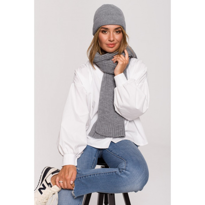 BK081 Szal splot łańcuszek - szary