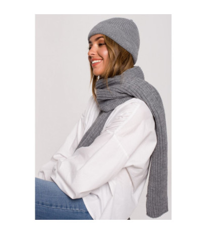 BK081 Szal splot łańcuszek - szary