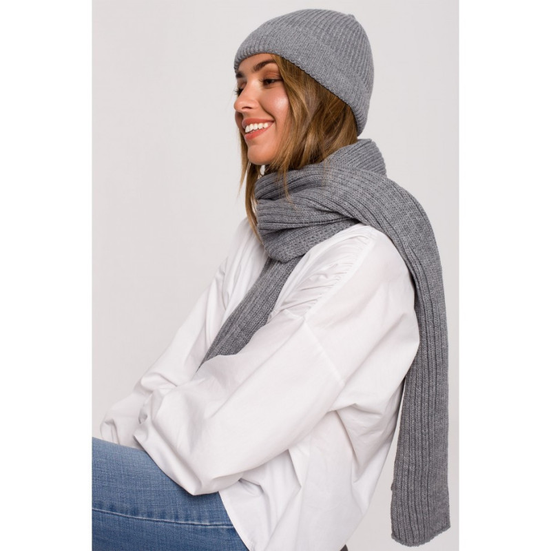 BK081 Szal splot łańcuszek - szary