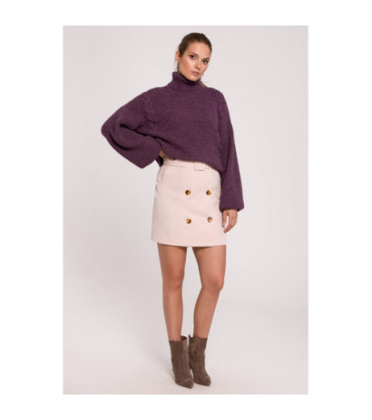 K113 Spódniczka z paskiem i klamrą - beżowa