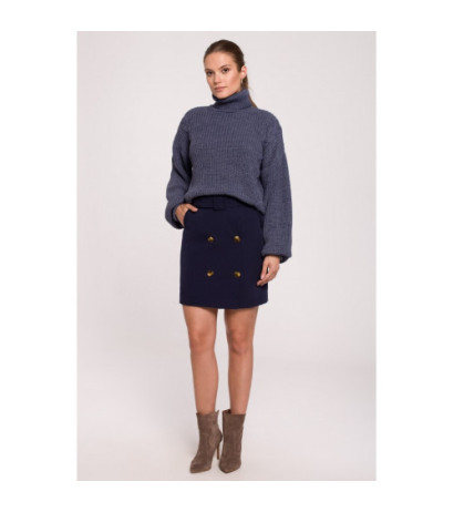 K113 Spódniczka z paskiem i klamrą - granatowa