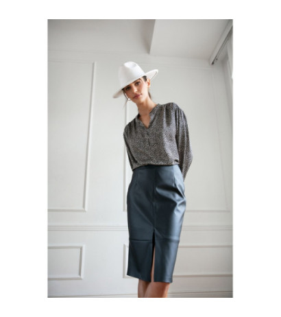 S277 Spódnica ze sztucznej skóry - czarna