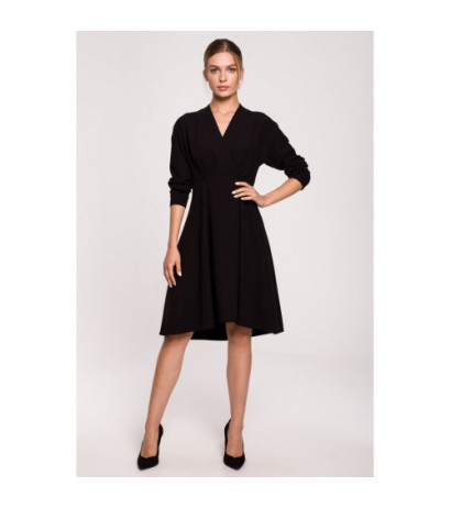 S280 Sukienka z rozkloszowanym dołem - czarna
