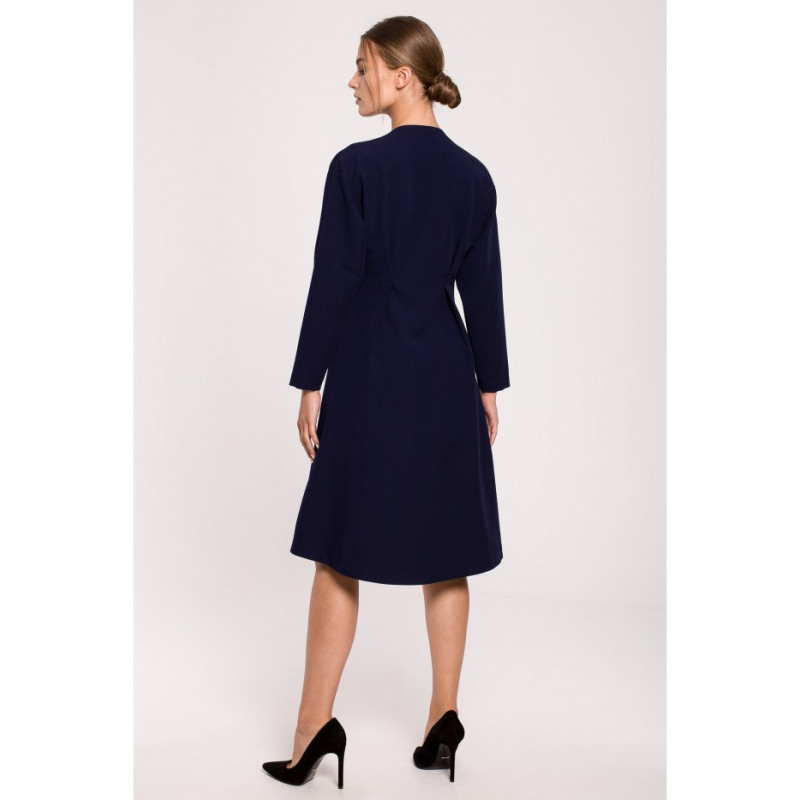 S280 Sukienka z rozkloszowanym dołem - granatowa