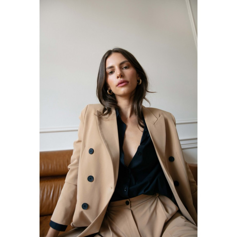 S281 Żakiet dwurzędowy - kamelowy