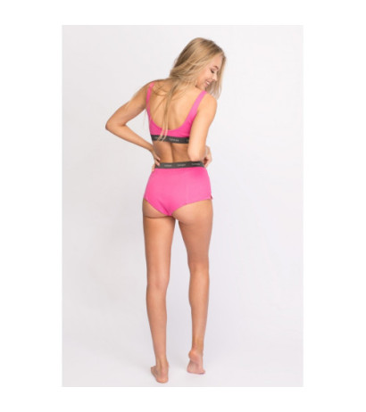 LA096 Biustonosz sportowy z logowaną gumą - różowy