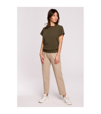 B224 Bluzka z wycięciami na plecach - khaki