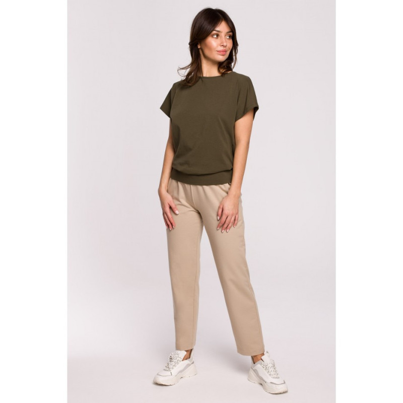 B224 Bluzka z wycięciami na plecach - khaki