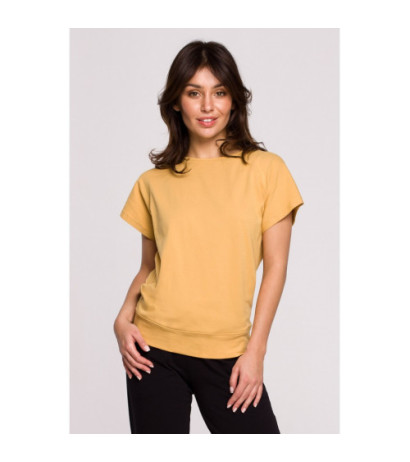 B224 Bluzka z wycięciami na plecach - miodowa