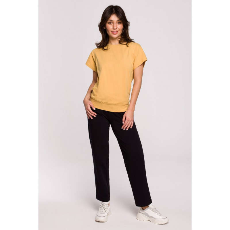 B224 Bluzka z wycięciami na plecach - miodowa