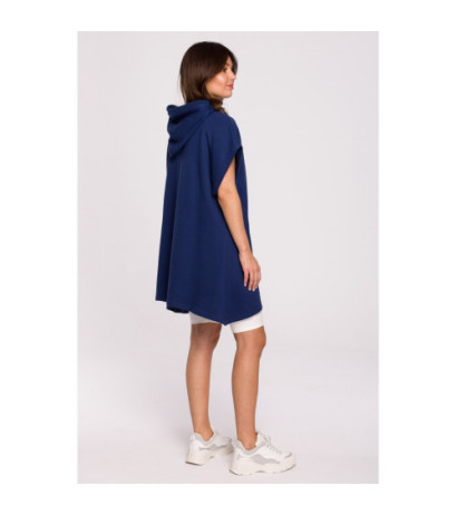 B226 Tunika trapezowa z kieszenią kangurek - atramentowa