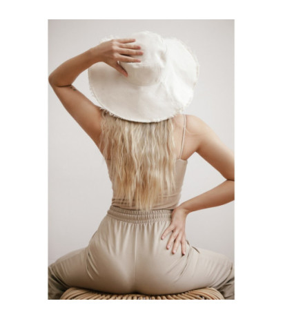 B228 Spodnie cygaretki na gumie - beżowe