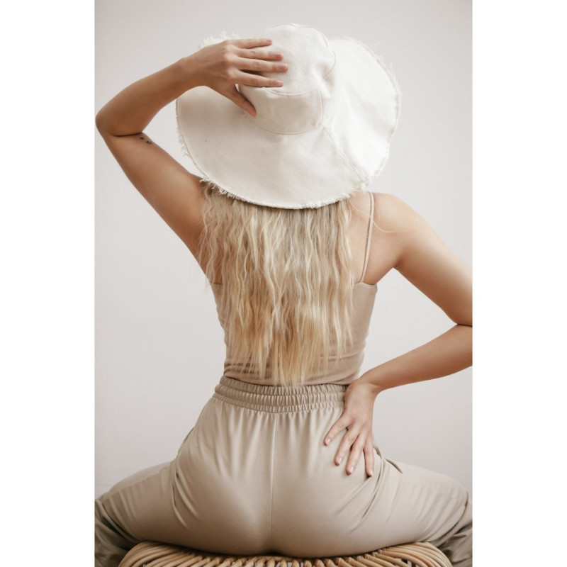 B228 Spodnie cygaretki na gumie - beżowe