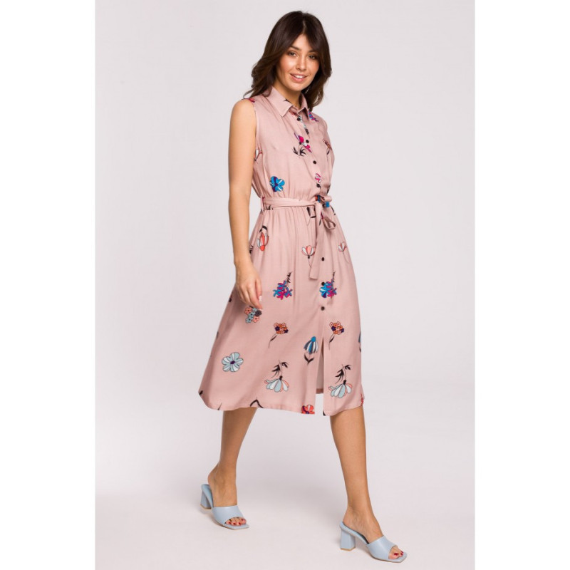 B230 Sukienka bez rękawów zapinana na guziki - model 1
