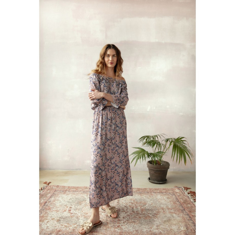 S300 Sukienka maxi a la hiszpanka w kwiaty - model 2