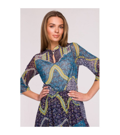 S303 Sukienka z siatki z trzema falbankami - model 2