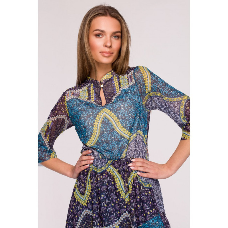 S303 Sukienka z siatki z trzema falbankami - model 2