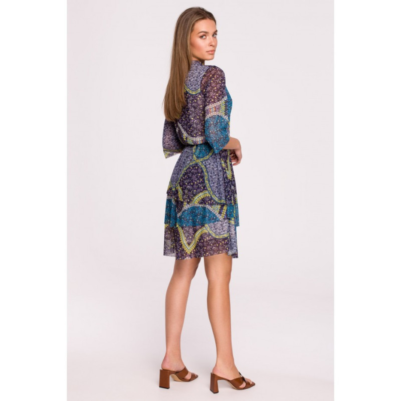 S303 Sukienka z siatki z trzema falbankami - model 2