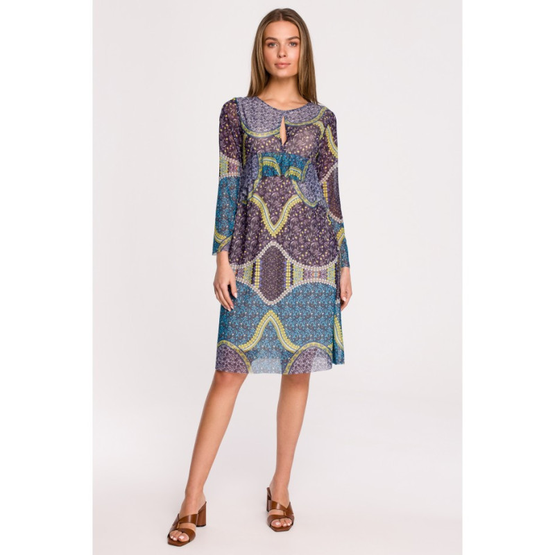 S302 Sukienka z siatki z falbanką pod biustem - model 2