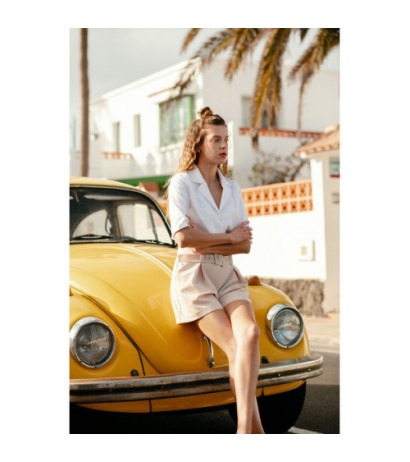 K126 Szorty z podwyższonym stanem - beżowe