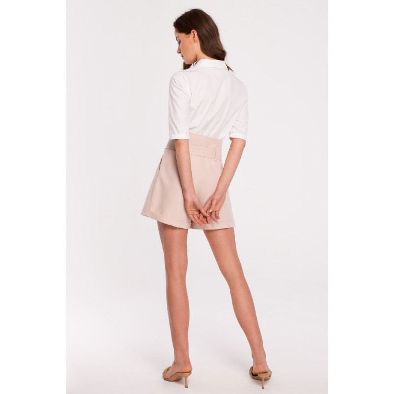 K126 Szorty z podwyższonym stanem - beżowe