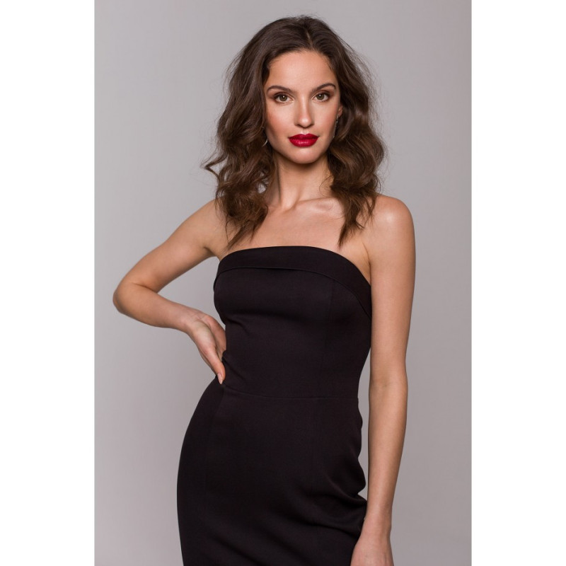 K131 Sukienka gorsetowa gładka - czarna