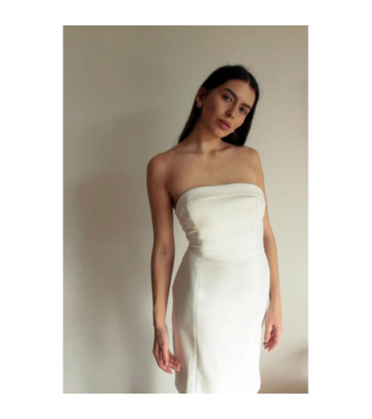 K131 Sukienka gorsetowa gładka - ecru