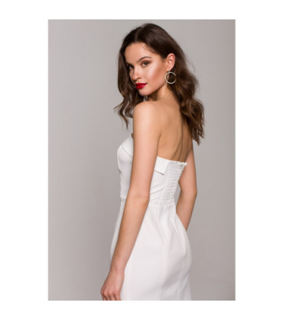 K131 Sukienka gorsetowa gładka - ecru