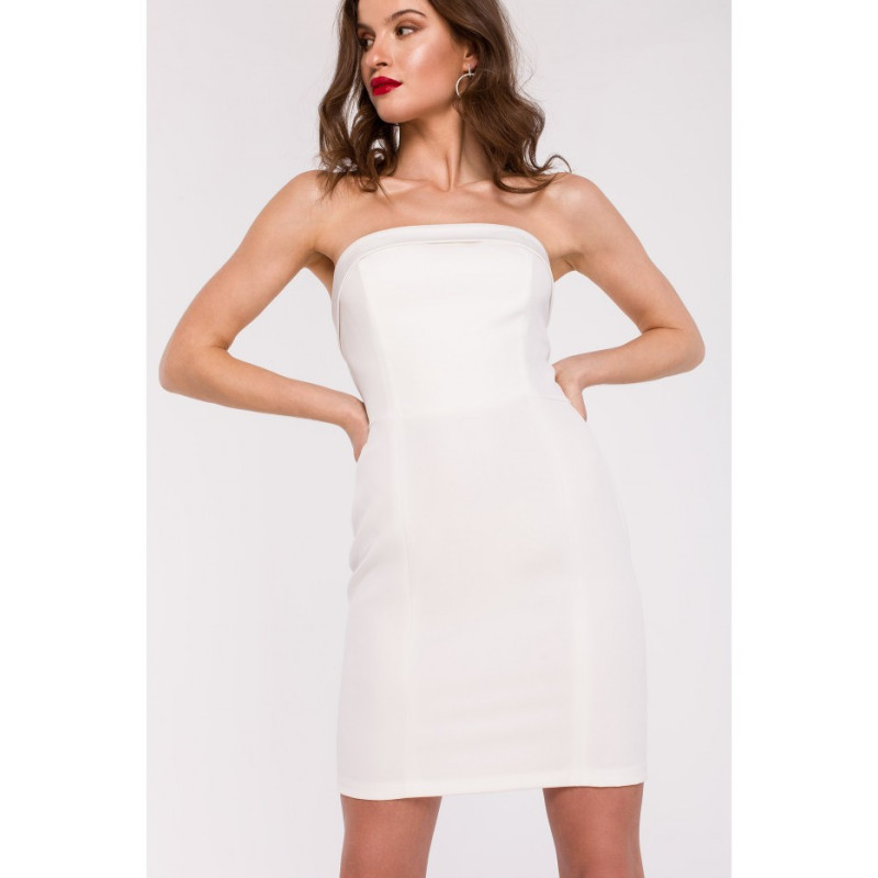 K131 Sukienka gorsetowa gładka - ecru