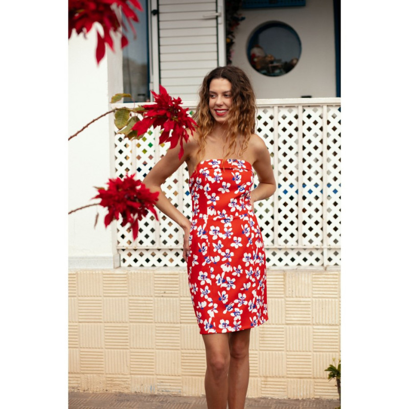 K132 Sukienka gorsetowa z nadrukiem - model 2