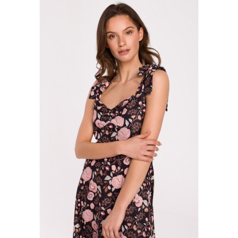 K134 Sukienka z wiązanymi ramiączkami - model 3