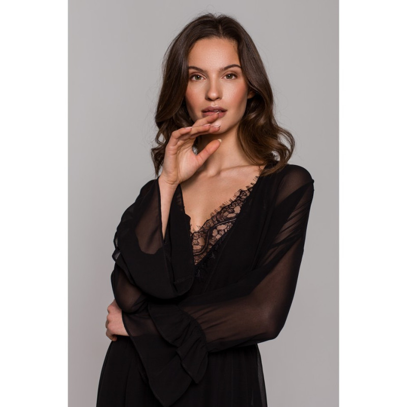 K136 Sukienka szyfonowa maxi - czarna