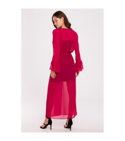 K136 Sukienka szyfonowa maxi - fuksja