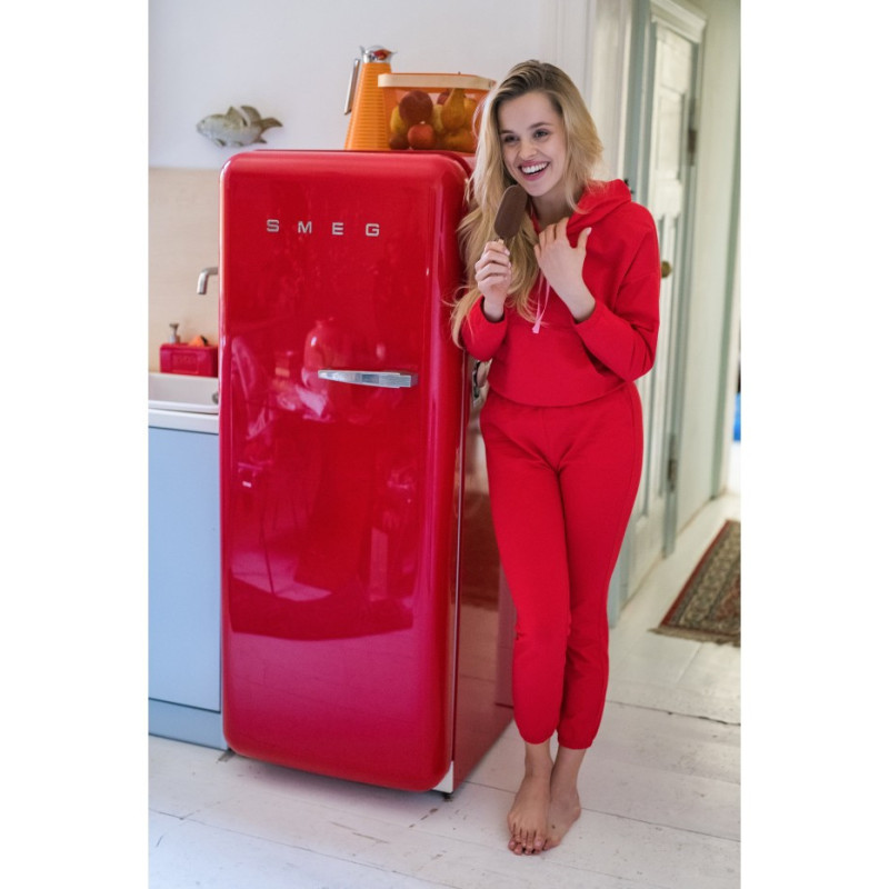 LA102 Spodnie typu joggers z gumą logowaną - czerwone