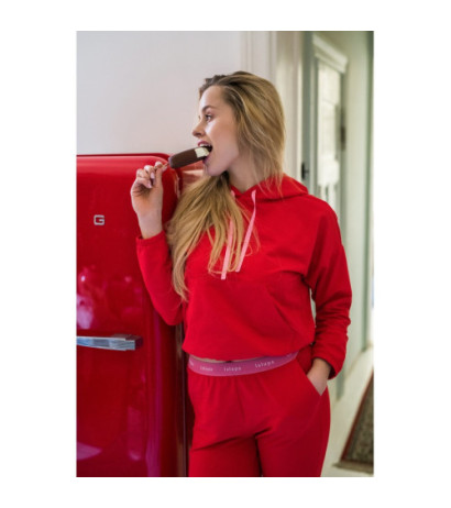 LA103 Krótka bluza z gumą logowaną - czerwona